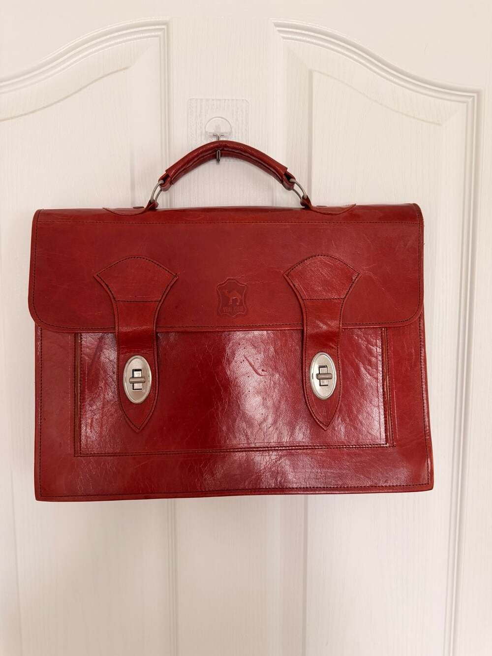 Vintage Vrai Cuir Red Leather Satchel Briefcase